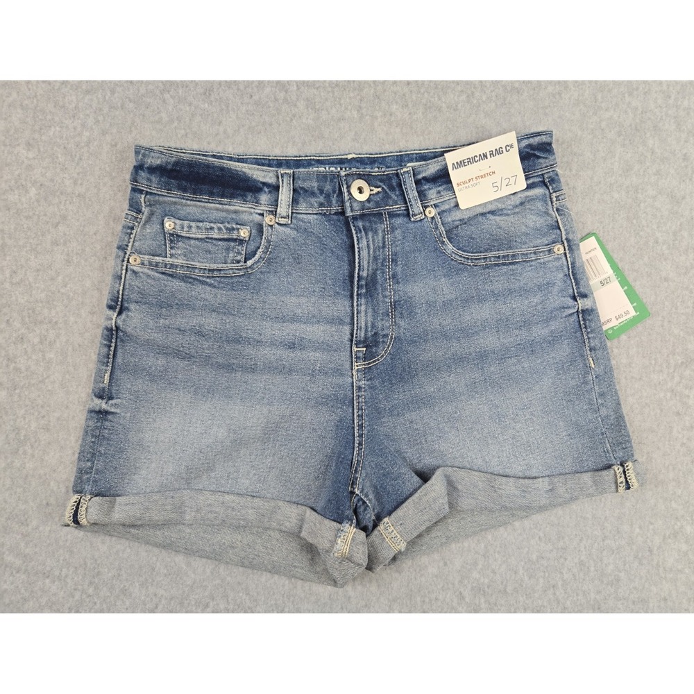 American Rag Womens Size 5 Denim Jean High Rise Shorts Cuffed Denim Jeans NWT